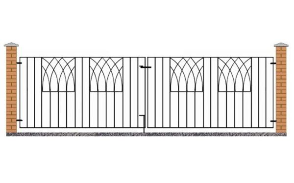 Abbey Modern Double Driveway Gate - Solid Steel - Fits Gap of 3095 mm x 812 mm High - Electro Galvanised/Black Powder Coated