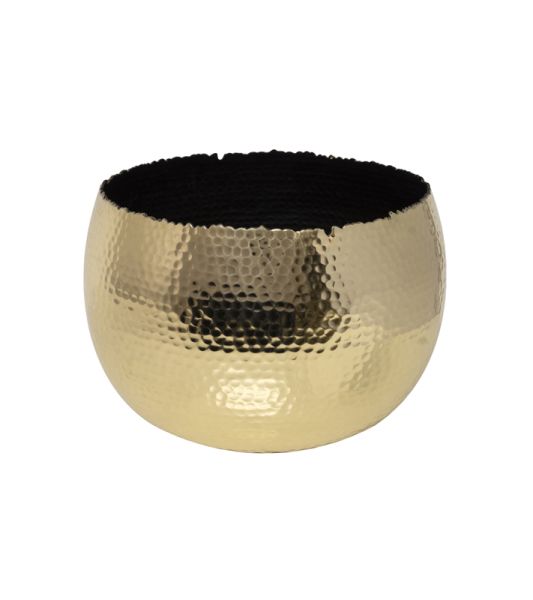 Hammered Bowl Planter - Iron - L19 x W19 x H14 cm - Black/Gold