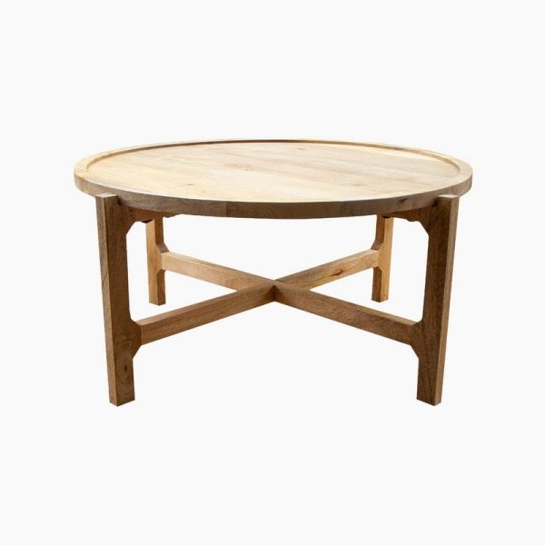 Roma Elegant Coffee Table - Mango Wood - L85 x W85 x H40 cm - Natural