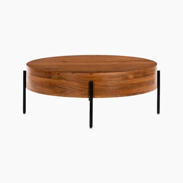 Solomon Coffee Table - Acacia Wood/Metal - L80 x W80 x H35 cm - Brown