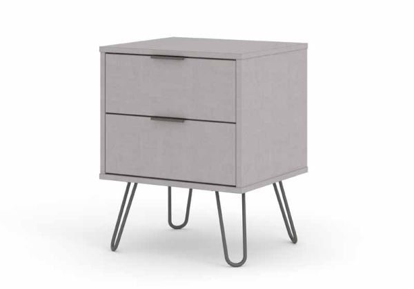 2 Drawer Bedside Cabinet - Textured Manufactured Board/Metal - 45 x 39.5 x 57 cm - Grey 