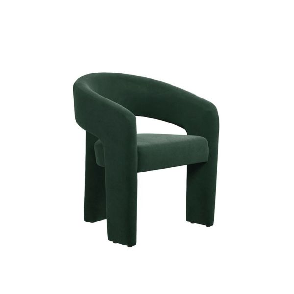 Alba Indoor Dining Chair - Velvet - L52.5 x W59 x H75 cm - Forest Green - Fully Assembled