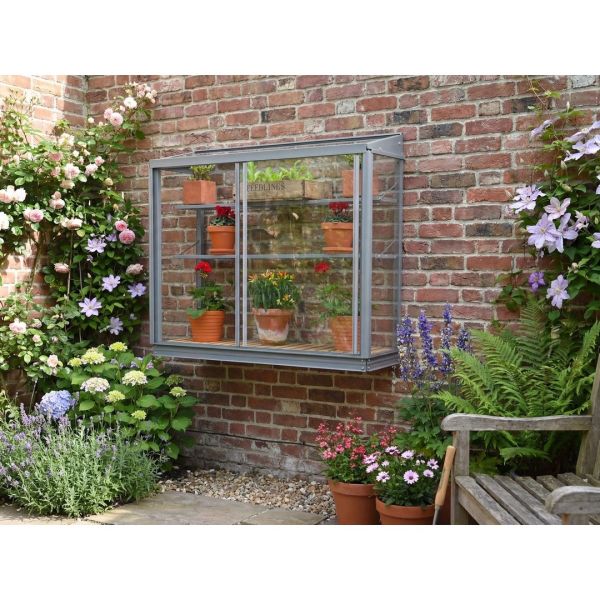 Westminster Wall Mounted Greenhouse - Aluminium/Glass - L100 x W33 x H91 cm - Without Coating