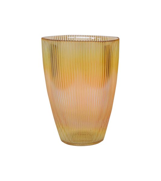 Ribbed Tall Vase - Glass - L18 x W18 x H24.5 cm - Amber