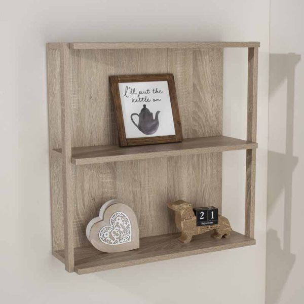 Arran 3 Shelf, Medium Wall Unit - W60 x D20 x H60 cm - Oak Effect