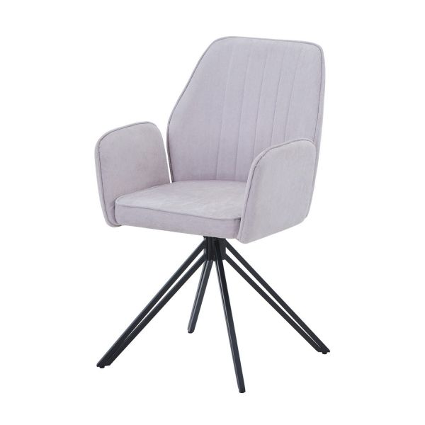 Swivel Dining Armchairs (Set of 2) - Uoholstery Fabric/Metal - L66 x W59 x H92 cm - Blue/Black - Flat Packed