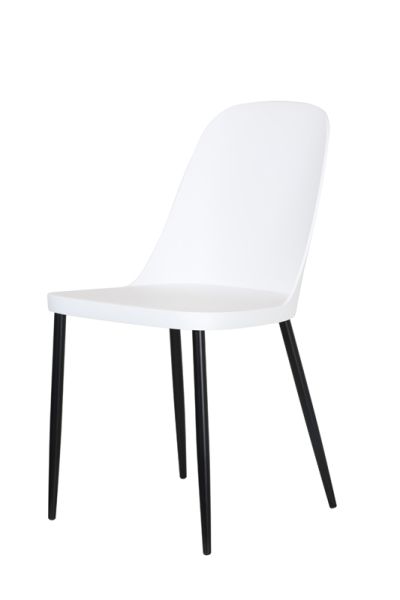 Duo Chair Plastic Seat with Metal Legs (Set of 2) - L53.5 x W46 x H84 cm - White/Black - Flat Packed