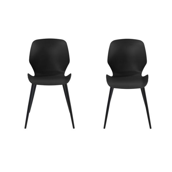 Carnaby Kitchen Chairs (Set of 2) - Plastic/Metal - L55.5 x W47.5 x H81.6 cm - Black - Flat Packed