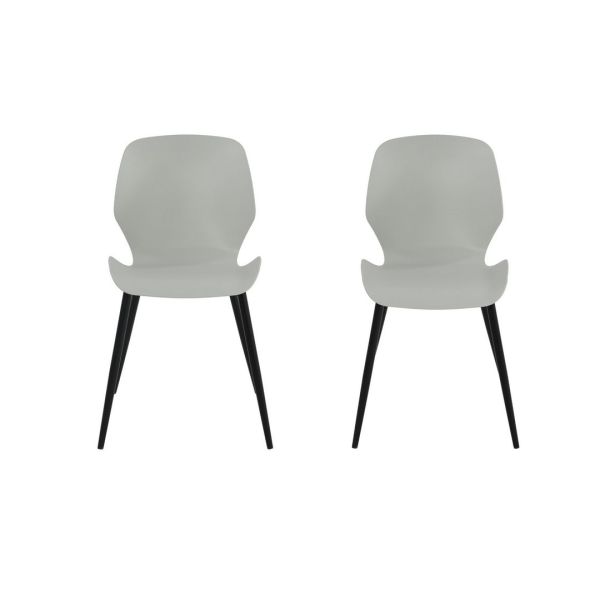 Carnaby Kitchen Chairs (Set of 2) - Plastic/Metal - L55.5 x W47.5 x H81.6 cm - Light Grey/Black - Flat Packed