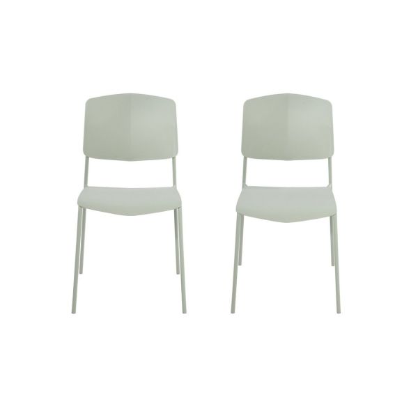 Academy Kitchen Chairs (Set of 2) - Plastic/Metal - L49.5 x W45.5 x H83.5 cm - Light Green - Flat Packed