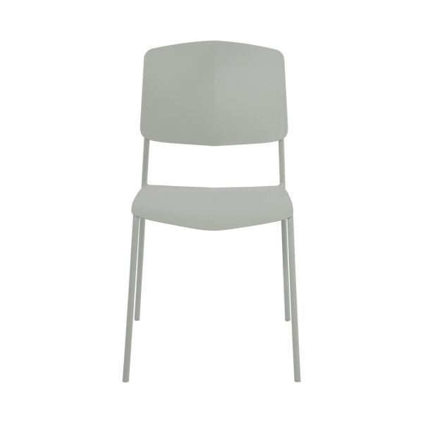 Academy Kitchen Chairs (Set of 2) - Plastic/Metal - L49.5 x W45.5 x H83.5 cm - Light Grey - Flat Packed