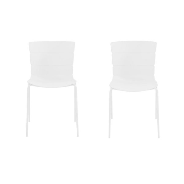 Bali Kitchen Chairs (Set of 2) - Plastic/Metal - L50.5 x W47 x H81 cm - White - Flat Packed