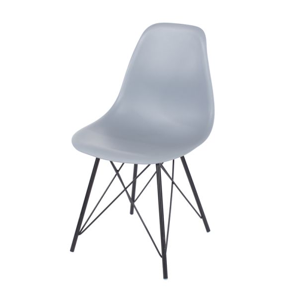 Pair of Chairs Aspen Grey Plastic Chair, Black Metal Legs
