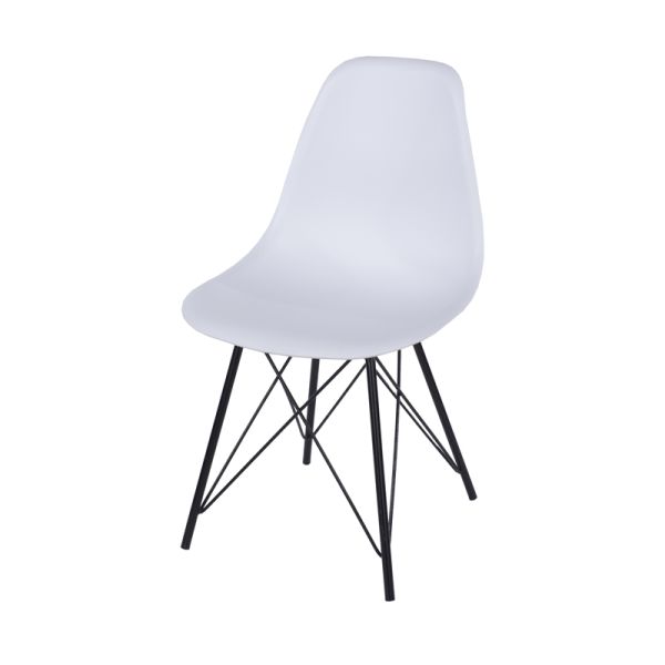 Pair of Chairs Aspen White Plastic Chair, Black Metal Legs