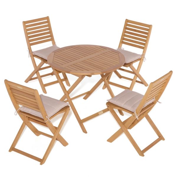 Ashdown Four Seater Round Wooden Dining Set