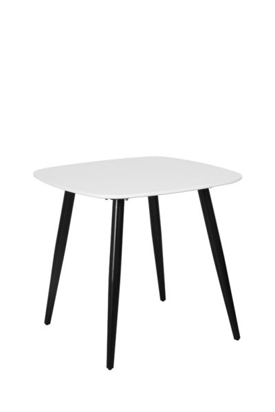 Square Dining Table Painted Top with Tapered Legs - MDF/Metal - L80 x W80 x H75 cm - White/Black - Flat Packed