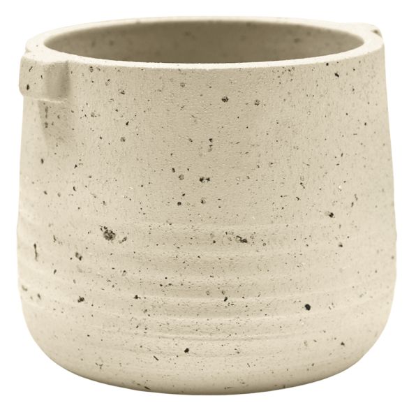 Aurora Terrazzo Handle Planter - Stoneware - L22 x W22 x H21 cm - Oat