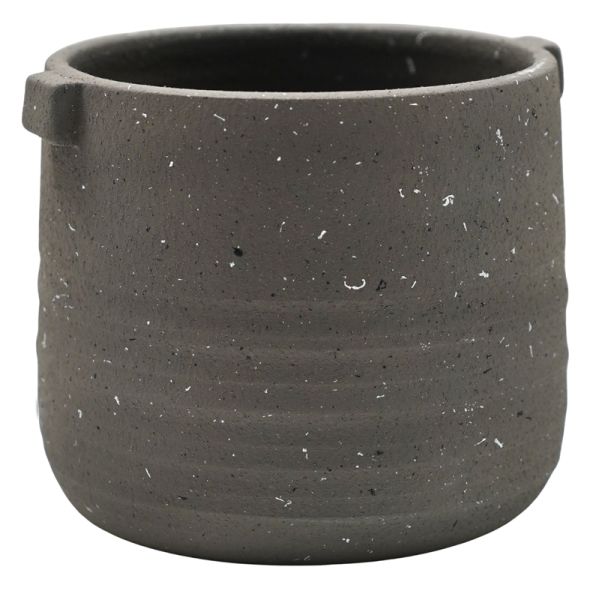 Aurora Terrazzo Handle Planter - Stoneware - L22 x W22 x H21 cm - Slate