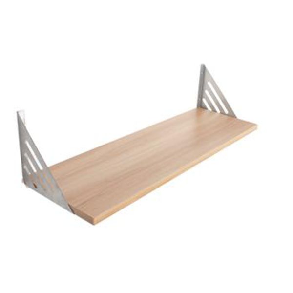 Avon Oak Shelf - Melamine Chipboard/Cast Steel - 600 x 200 x 15 mm - Oak