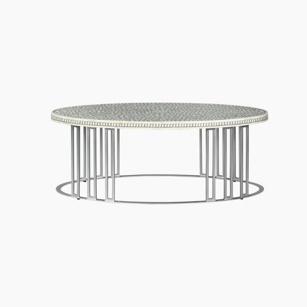 Verdant Coffee Table - Bone Inlay/Metal - L120 x W60 x H45 cm - Grey