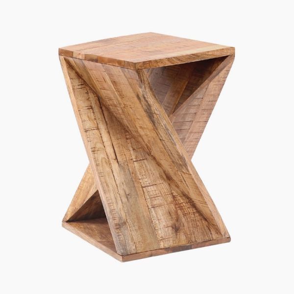 Kai Z-Shaped End Table - Mango Wood - L35 x W35 x H58 cm - Natural