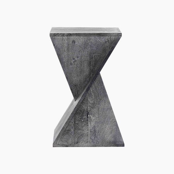 Kai Z-Shaped End Table - Mango Wood - L35 x W35 x H58 cm - Grey