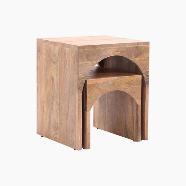 Zoe Arched End Tables (Set of 2) - Mango Wood - Natural