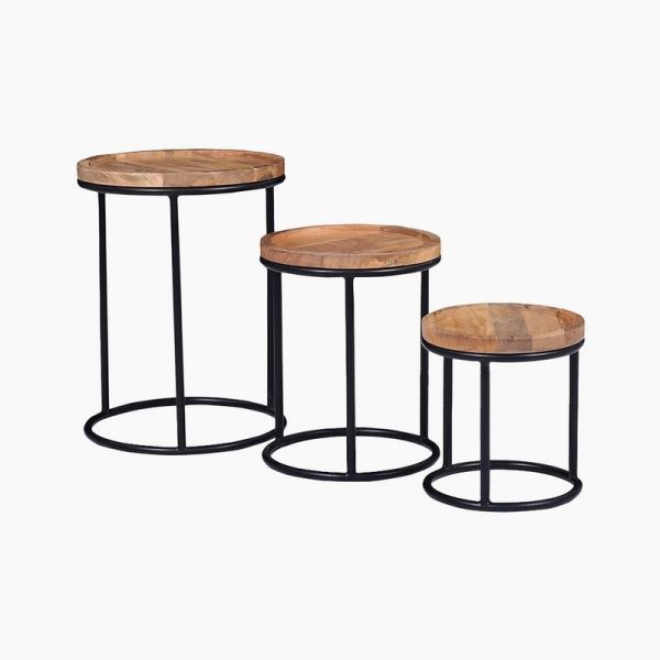 Remy End Tables (Set of 3) - Mango Wood/Metal - Natural