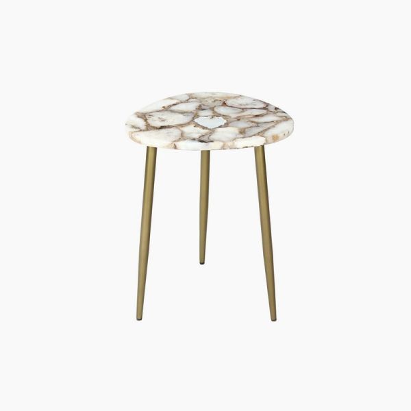 Amara Pearl End Table - Agate/Metal - L40 x W36 x H52 cm - Gold