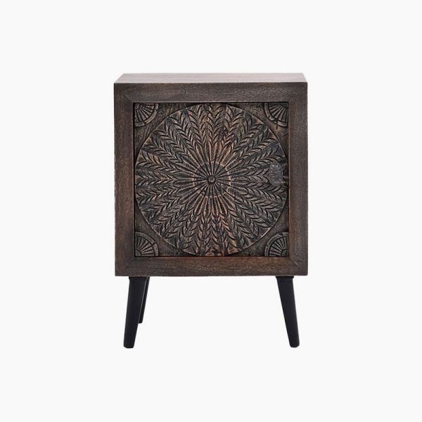 Reiki Mandala Side Table - Mango Wood/Metal - L45 x W35 x H60 cm - Brown