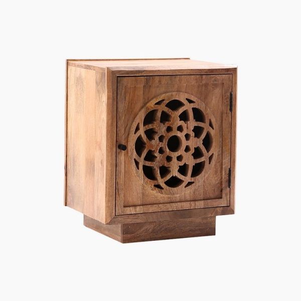 Flower of Life Side Table - Mango Wood - L50 x W40 x H60 cm - Natural