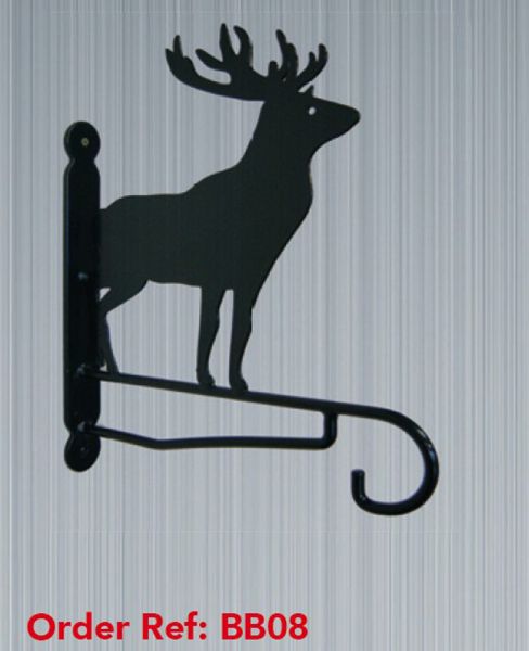 Stag Feature Bracket - Steel Hanging Basket Holder - Steel - H33 cm - Black
