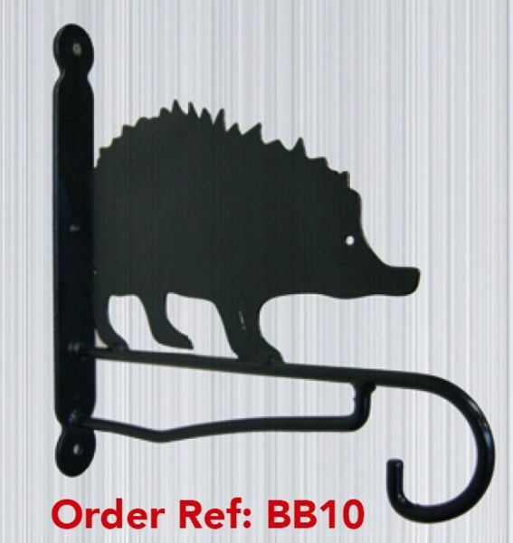 Hedgehog Feature Bracket - Steel Hanging Basket Holder - Steel - H33 cm - Black