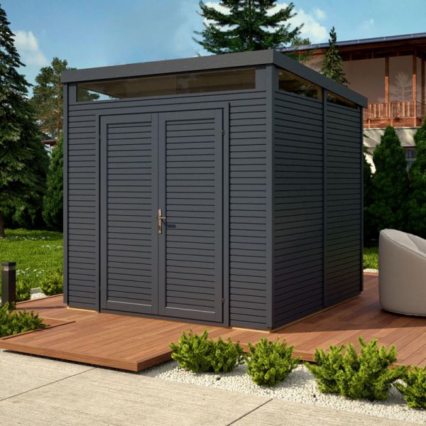 8x8 Pent Security Shed Painted - Anthracite