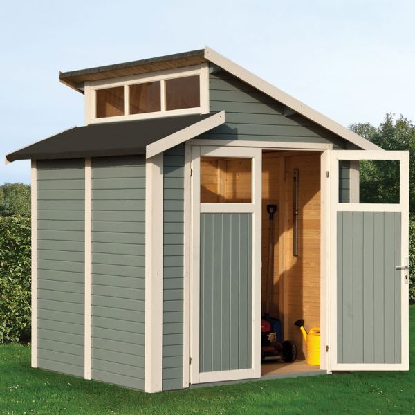 7 x 7 Feet Skylight Shed - L220 x W210 x H270 cm - Painted Light Grey