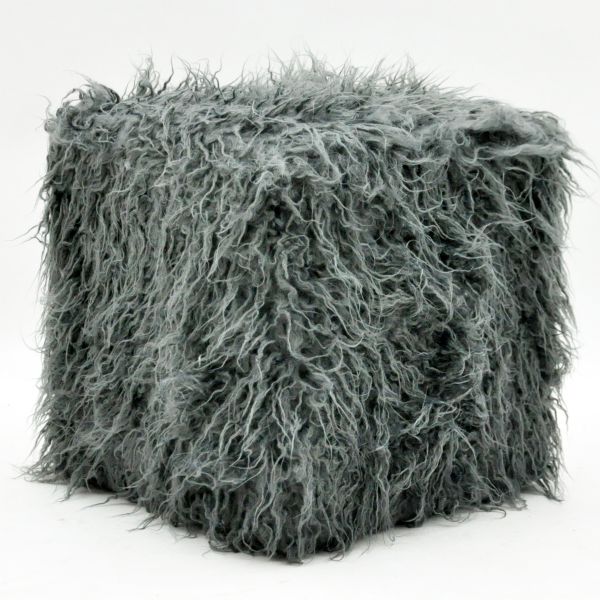 Fluffy Footstool - L38 x W38 x H38 cm - Dark Grey