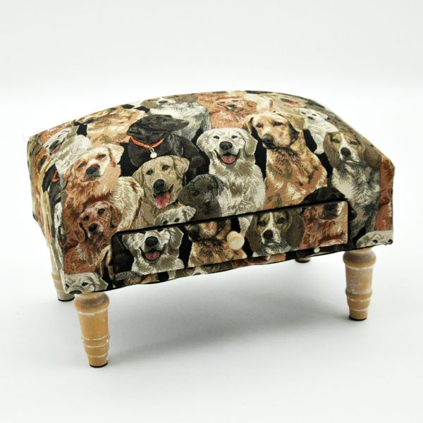 Dogs Footstool with Drawer - L25 x W40 x H25 cm