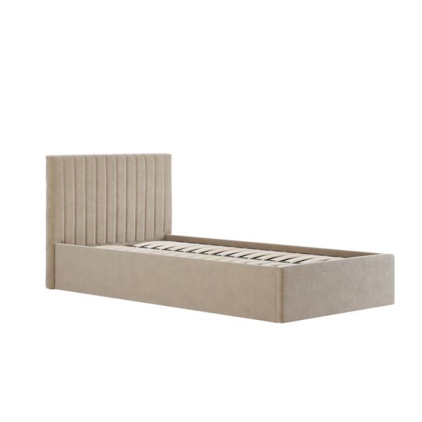 Berlin Ottoman Single Bed Frame (Pack of 2) - Velvet - L203 x W109 x H89 cm - Beige - Flat Pack