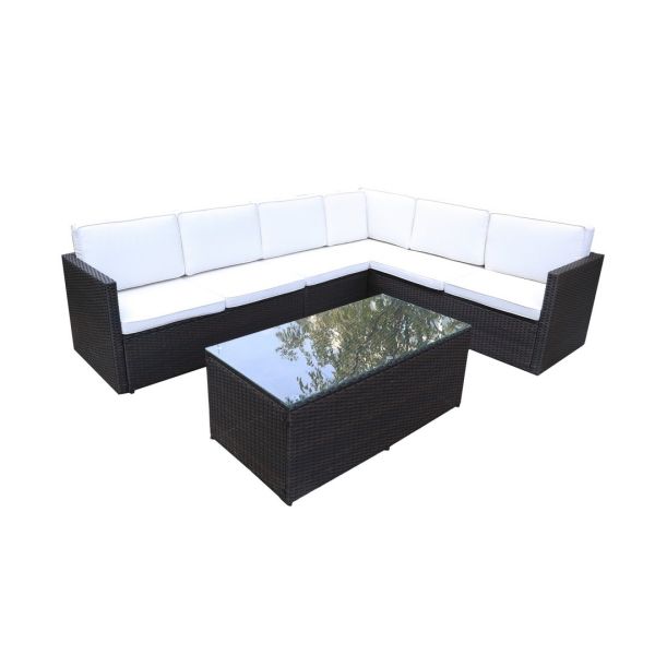 Berlin Corner Lounging Set - Synthetic Rattan - H43 x W110 x L55 cm - Brown