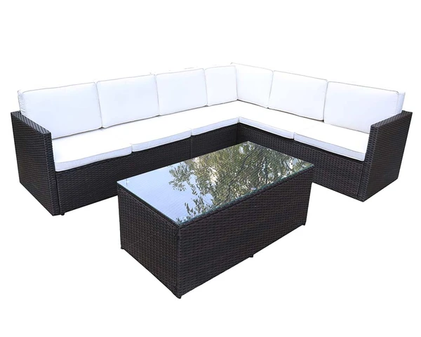 Berlin Corner Lounging Set - Synthetic Rattan - H43 x W110 x L55 cm - Brown