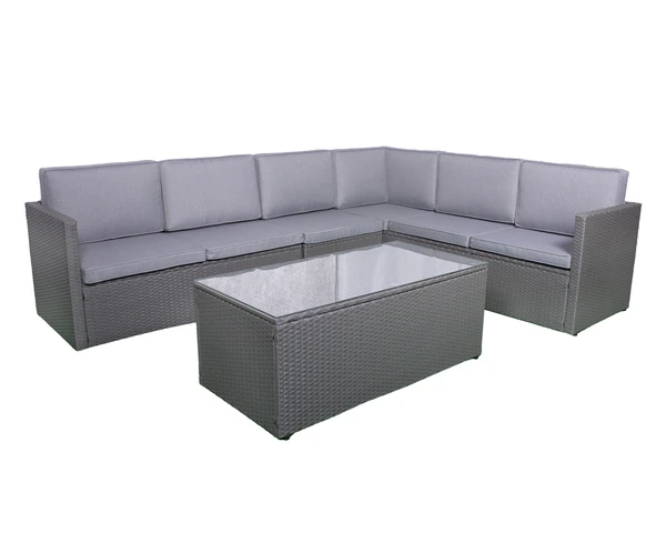 BERLIN GREY Corner Lounging Set - 3 Seater & 2 Seater Sofa, Table, 1pc Armless Chair