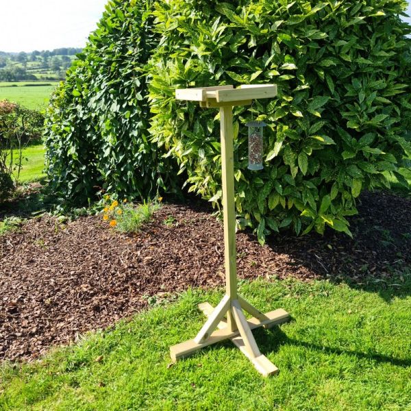 Wild Garden Bird Table, Bird Feeder, Bird Seed Table - Scandinavian Redwood - L12 x W12 x H150 cm - Minimal Assembly Required