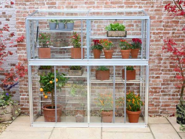 Harewood 5 Feet Lean to Mini Greenhouse - Aluminium/Glass - L150 x W50 x H150 cm - Brown