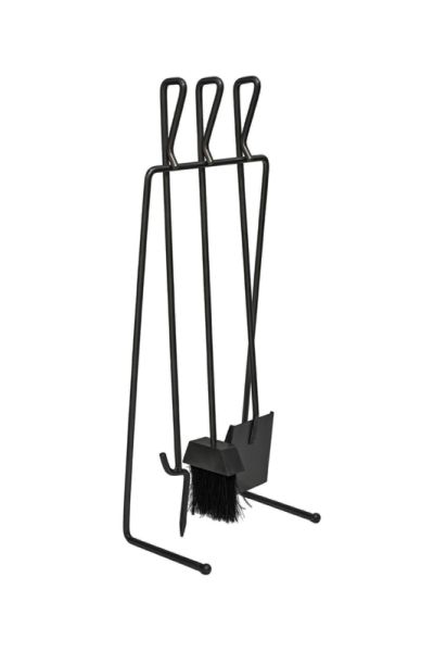 Linear Fireside Companion Set - Iron - L19 x W27 x H73 cm - Black