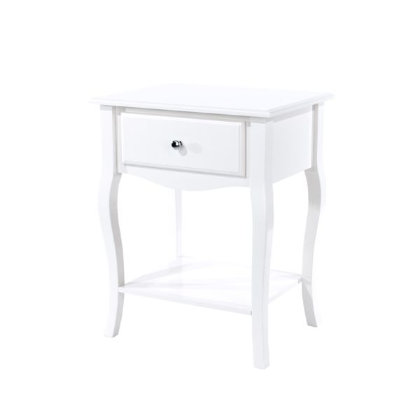 Options White Painted Cabriole, 1 Drawer Bedside Cabinet