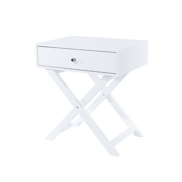Options Leg 1 Drawer Petite Bedside Cabinet - MDF - 55 x 40 x 60 cm - White