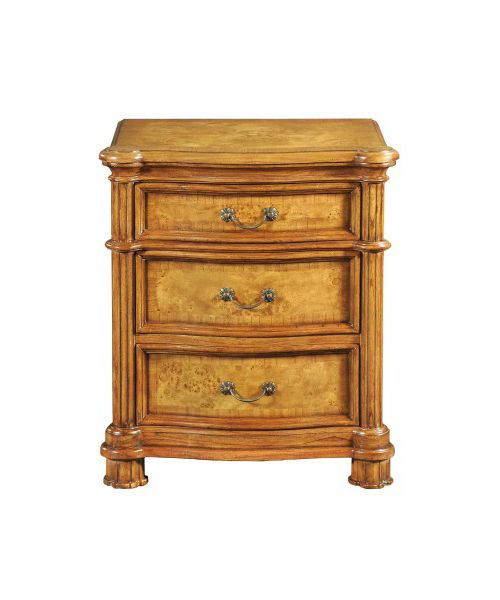 Hampton 3 Drawer Walnut Bedside - Wood - L45 x W60 x H70 cm