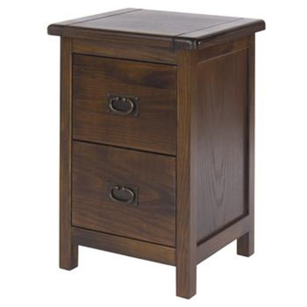 2 Drawer Petite Bedside Cabinet - Pine - 36 x 32 x 53 cm - Dark Brown