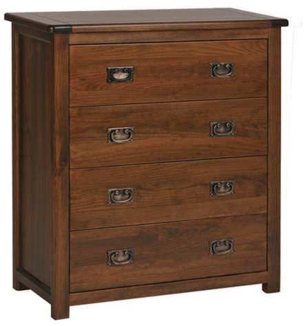 Boston 4 Drawer Chest - Pine - 90 x 40 x 95 cm - Dark Brown