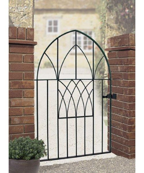 Abbey Modern Low Arch Bow Top Single Gate - Solid Steel - Fits Gap of 914 mm x 1340 mm High - Electro Galv./Black Powder Coated